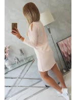 Šaty s grafikou dívky v 3D brýlích pudrově růžové Šaty s grafikou dívky v 3D brýlích pudrově růžové