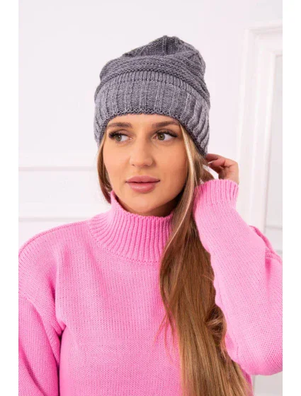 Dámská čepice tmavě šedá model 18751811 - K-Fashion Dámská čepice tmavě šedá model 18751811 - K-Fashion