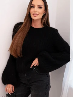 Svetr dámský z mohairu s bufáčovými rukávy malinová