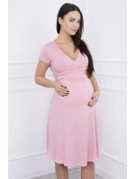 Šaty s průstřihem, krátké rukávy, pudrově růžové Šaty s průstřihem, krátké rukávy, pudrově růžové