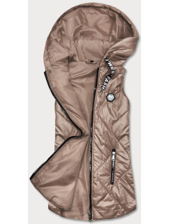 Tmavě béžová dámská vesta s kapucí model 18019214 - S'WEST