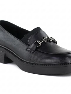 Dámské kožené mokasíny na silné podrážce černé Vinceza 39985