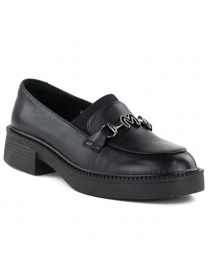 Dámské kožené mokasíny na silné podrážce černé Vinceza 39985