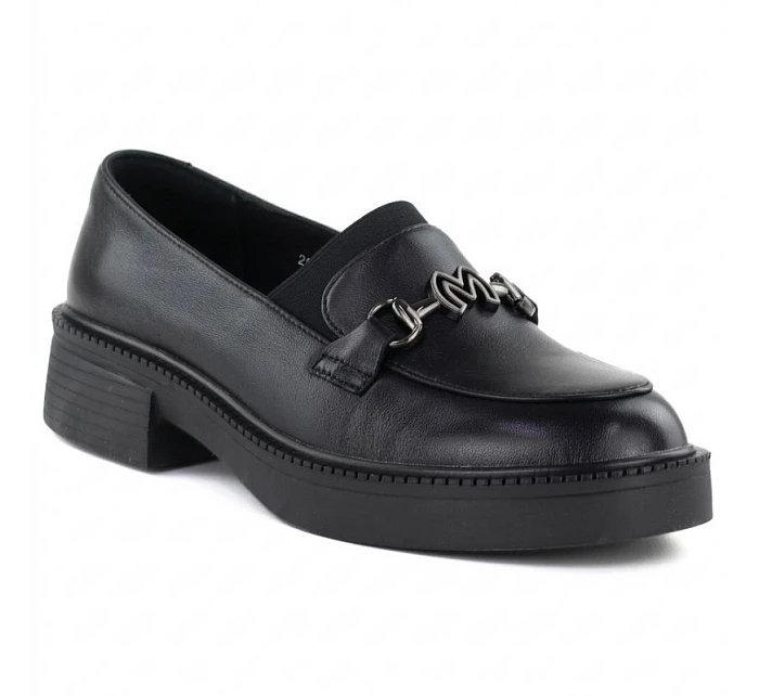 Dámské kožené mokasíny na silné podrážce černé Vinceza 39985