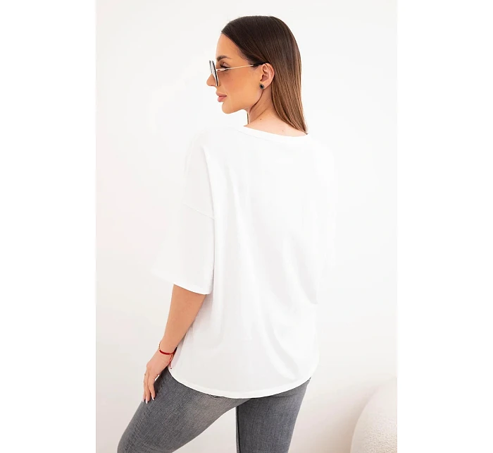 Dámská bavlněná oversize halenka s květinovým potiskem bílá