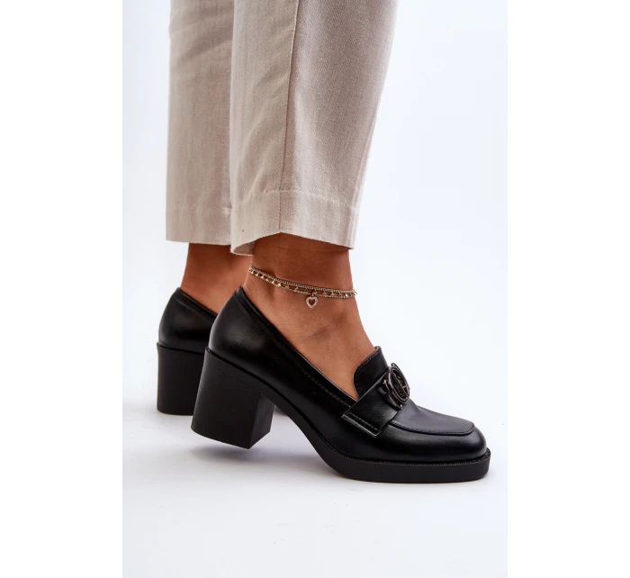 Dámské lodičky na podpatku s ozdobou černé model 21655254 - Boto Dámské lodičky na podpatku s ozdobou černé model 21655254 - Boto