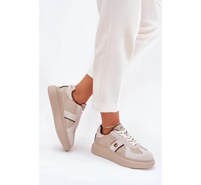 Dámské Kožené Tenisky Na Platformě Daniel Lopez Just Dare SS2D4003 Béžové Dámské Kožené Tenisky Na Platformě Daniel Lopez Just Dare SS2D4003 Béžové