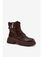 Kožené dámské pracovní kozačky s vyhříváním Big Star SS274453 hnědé