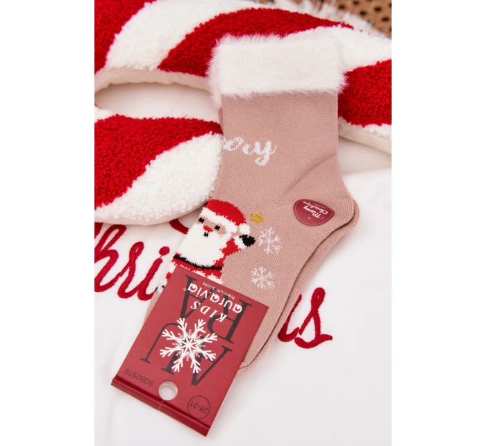 Vánoční dětské ponožky s kožíškem a  alpaka tmavě béžová model 21786764 - Aura.via