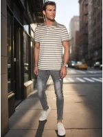 Pánská pruhovaná zelená polokošile FashionStreet PX0640