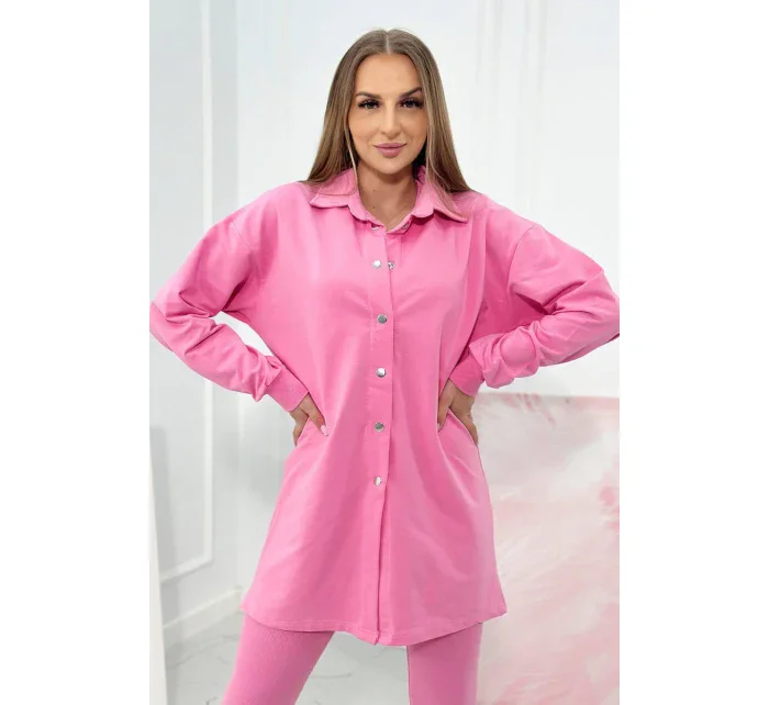 3dílný set halenka, top a legíny světle růžová