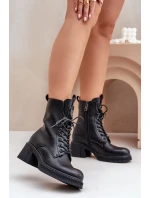 Zateplené dámské boty z přírodní kůže Černé model 21675640 - VINCEZA