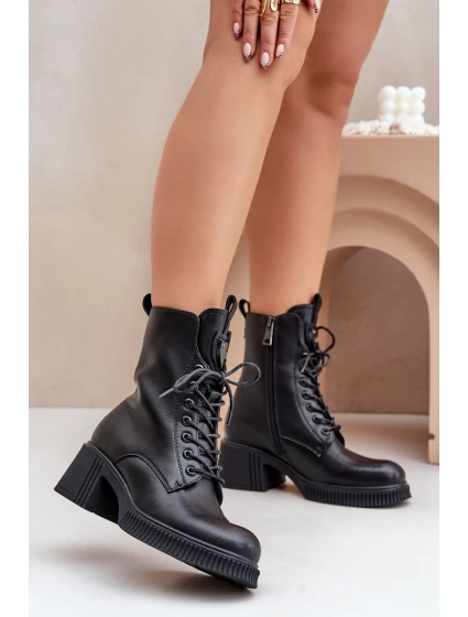 Zateplené dámské boty z přírodní kůže Černé model 21675640 - VINCEZA