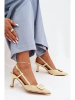 Dámské sandály na podpatku s ozdobným Žluté model 22028004 - Boto