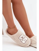Dámské papuče s kožíškem a motivem medvídka – béžové Noralie Dámské papuče s kožíškem a motivem medvídka – béžové Noralie