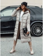 Dámská dlouhá prošívaná bunda s kapucí oboustranná béžová Dstreet model 21980854 - FashionStreet