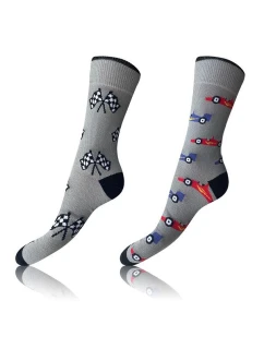 Veselé ponožky 2 páry CRAZY SOCKS 2x - BELLINDA - šedá
