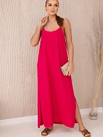 Dlouhé šaty bez ramínek fuchsie