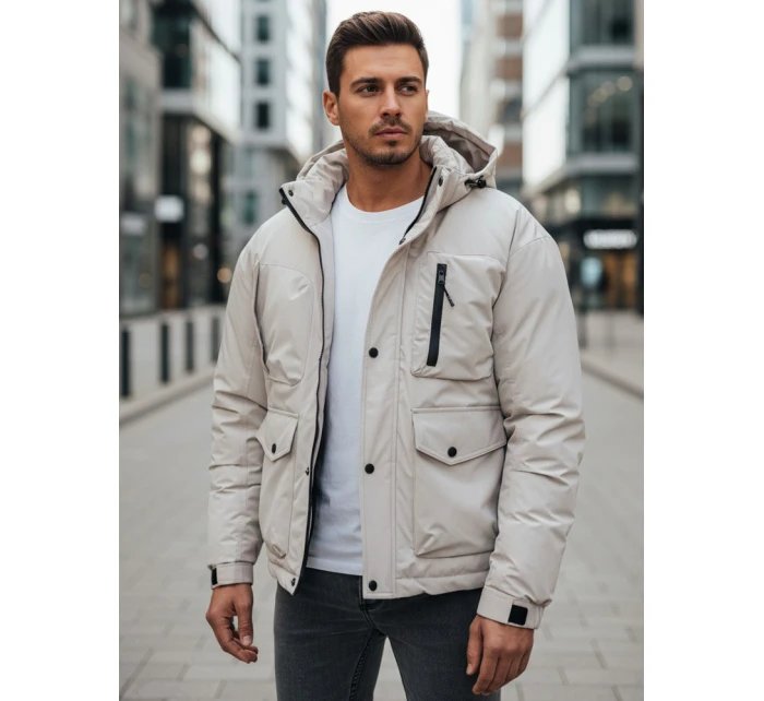 Pánská zimní bunda s kapucí světle béžová FashionStreet TX5109