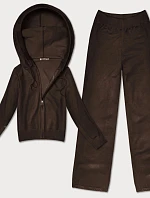 Pletená dvoudílná souprava mikina a kalhoty čokoládová (26C8803-158)