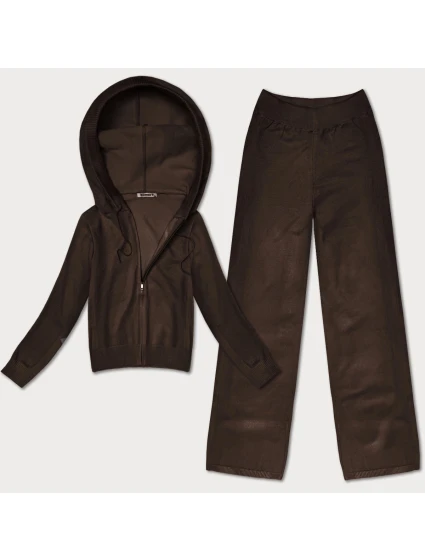 Úpletový dvoudílný komplet v čokoládové barvě - mikina a kalhoty (26C8803-158)