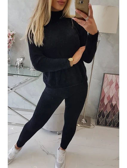 Dvoudílný svetr z alpaky černý Dvoudílný svetr z alpaky černý