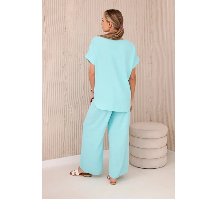 Komplet s náhrdelníkem halenka + kalhoty mincovna