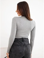Dámská halenka z bavlny s příměsí viskózy s rolákem grey Dámská halenka z bavlny s příměsí viskózy s rolákem grey