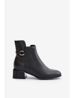 Zateplené dámské boty na podpatku se zipem černé Vinceza 66724