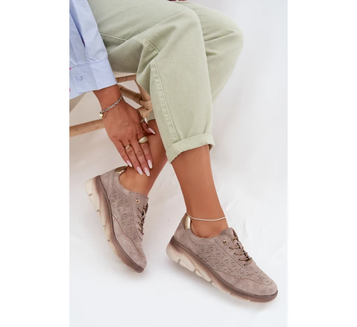 Kožené dámské tenisky s  šedé model 22026514 - SERGIO LEONE