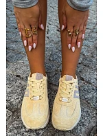 Dámské Sportovní Sneakersy z Semiše Žluté model 22200630 - Boto