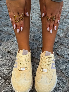 Dámské Sportovní Sneakersy z Semiše Žluté model 22200630 - Boto