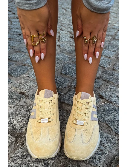 Dámské Sportovní Sneakersy z Přírodního Semiše Žluté Lovey Dámské Sportovní Sneakersy z Přírodního Semiše Žluté Lovey