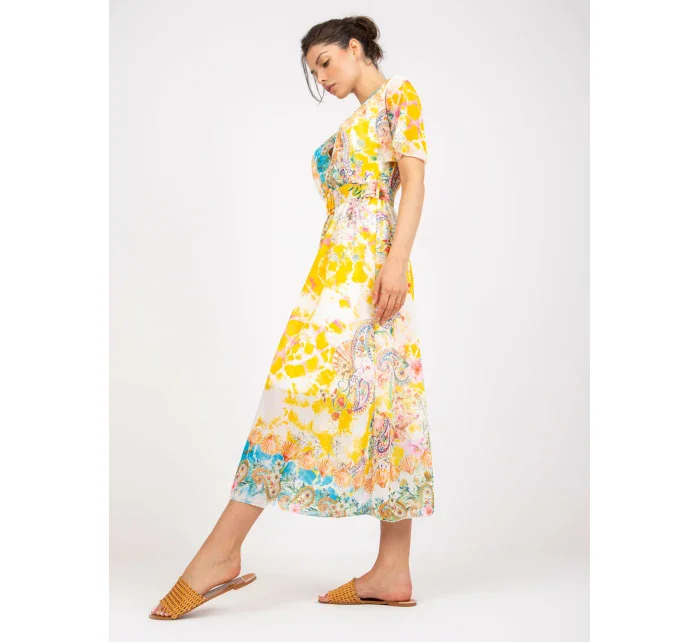 Šaty DHJ SK 15967 1.01P bílá a žlutá