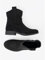 Výborné dámské  kotníčkové boty černé bez podpatku
