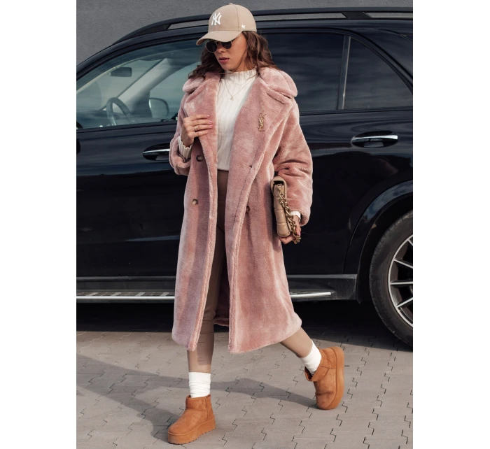 Dámský zimní kabát dlouhý růžový Dstreet model 21980925 - FashionStreet