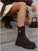 Botki damskie zamszowe na  brązowe model 22347568 - FashionStreet