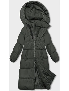 Dlouhá hrubší dámská bunda v army barvě s kapucí model 21246172 - J.STYLE