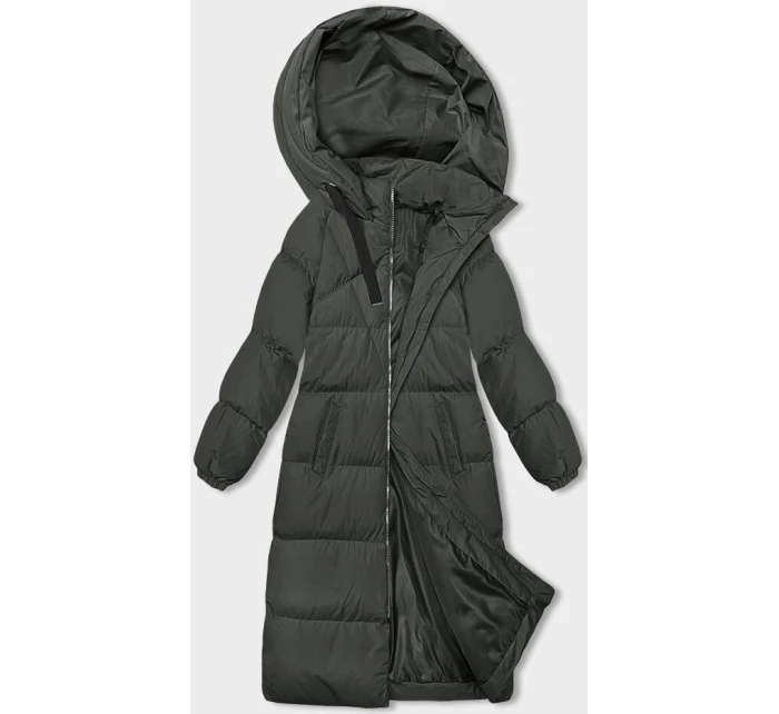 Dlouhá dámská hrubší bunda v army barvě s kapucí (5M3163-136) Dlouhá dámská hrubší bunda v army barvě s kapucí (5M3163-136)