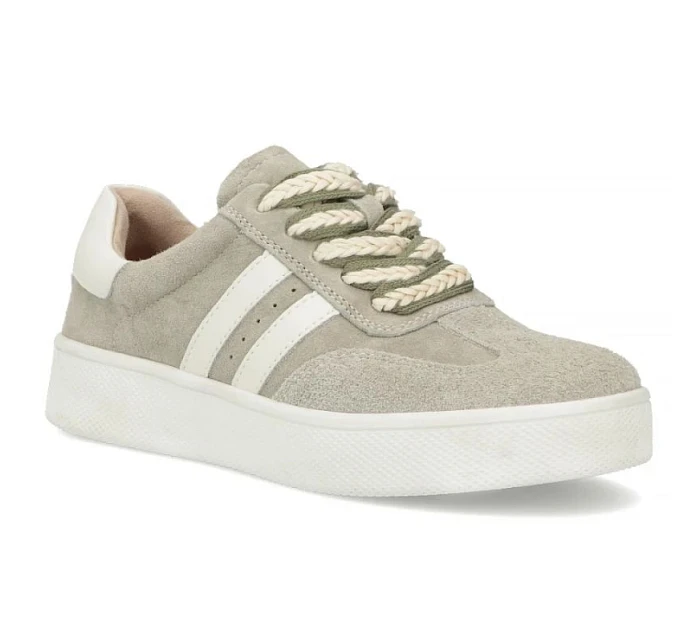 Dámské khaki kožené tenisky na platformě Filippo DP7512 dámské