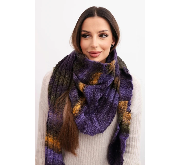 Komin dámský vlněný melírovaný měkký šátek na zimu KN20 fialový