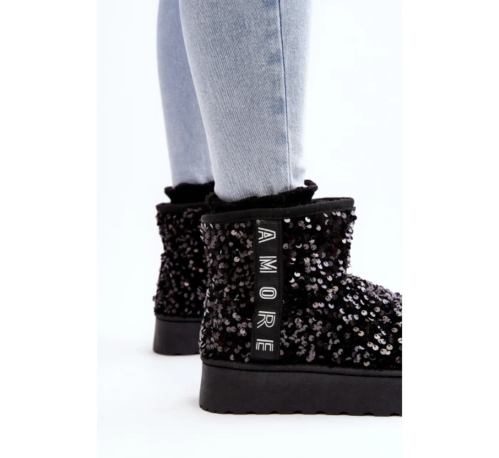 Dámské sněžné boty s platformou zdobenou třpytky černé Silmo Dámské sněžné boty s platformou zdobenou třpytky černé Silmo