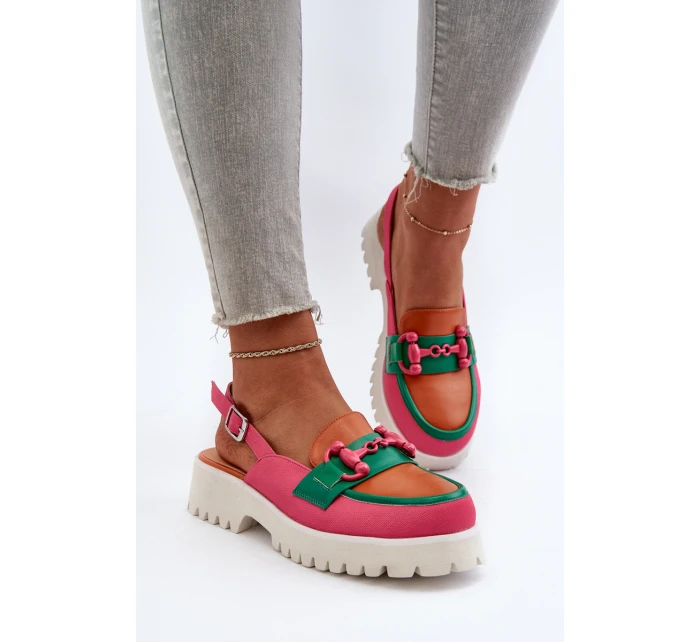 Dámské sandály na ploché podrážce s ozdobou oranžové D&A MR38-656