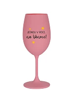 JEDNOU V ROCE NA VÁNOCE - růžová sklenice na víno 350 ml