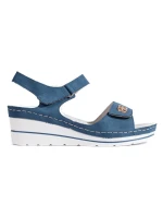 Luxusní modré sandály dámské na klínku Luxusní modré sandály dámské na klínku