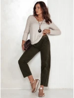 Dámské kalhoty s páskem olivové model 21981981 - Dstreet