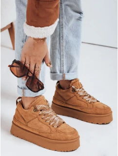 Dámské tenisky s kožešinou na platformě camel FashionStreet ZY1068