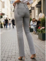 Dámské džíny s vysokým pasem a širokými nohavicemi šedé FashionStreet UY2875 Dámské džíny s vysokým pasem a širokými nohavicemi šedé FashionStreet UY2875