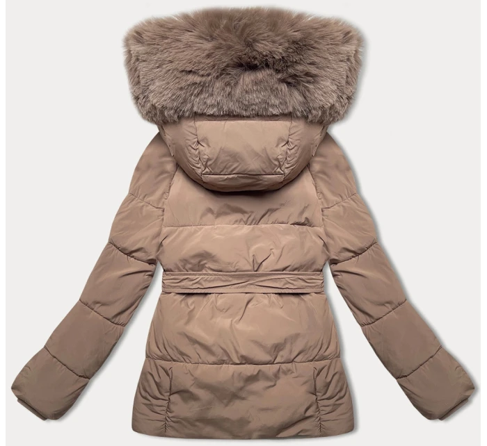 Tmavě béžová bunda pro přechodné období s páskem model 21248562 - J.STYLE Tmavě béžová bunda pro přechodné období s páskem model 21248562 - J.STYLE