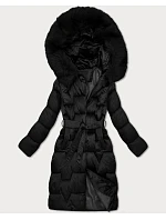 Černá dámská zimní bunda s páskem model 21439638 - S'WEST Černá dámská zimní bunda s páskem model 21439638 - S'WEST